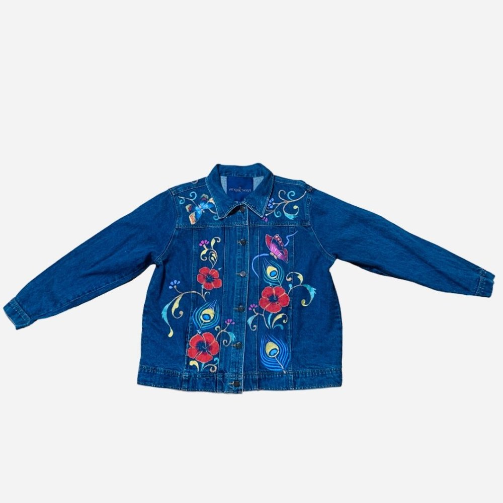 Anuschka Painted Denim Jacket, Blue, Women’s 1X